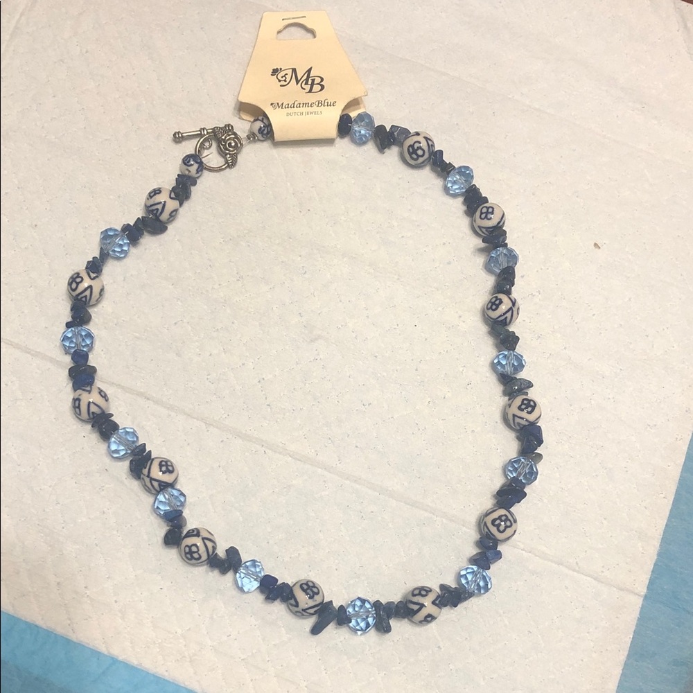 Madame Blue Blue Beaded Necklace with Toggle Clasp